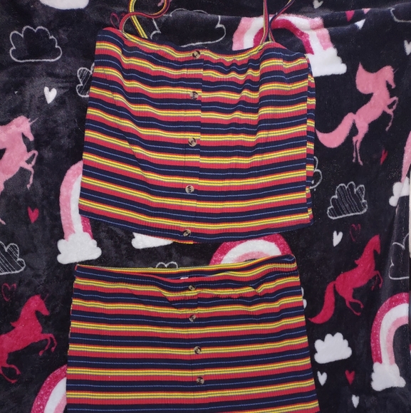 Rainbow Striped Ribbed Skirt Set - Picture 7 of 12